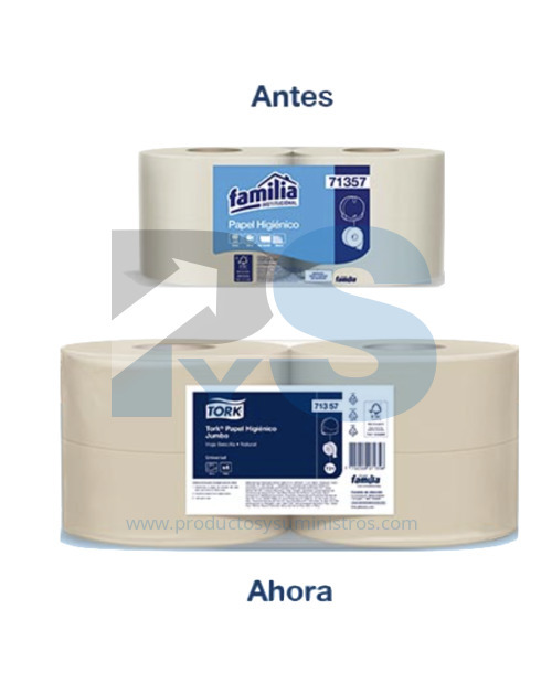 Papel Higienico Jumbo Natural Familia Ref.204055 (71357)x 4rollos x 500 Mts/Rollo
