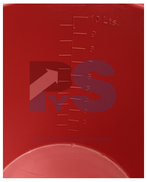 Balde 10 Litros Aforado Rojo
