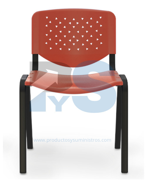 Silla ROJA Prisma Espaldar y Asiento Polipropileno Estructura con Pintura Electrostática Negra ENSAMBLADA