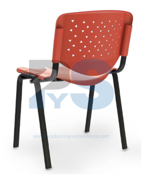 Silla ROJA Prisma Espaldar y Asiento Polipropileno Estructura con Pintura Electrostática Negra ENSAMBLADA