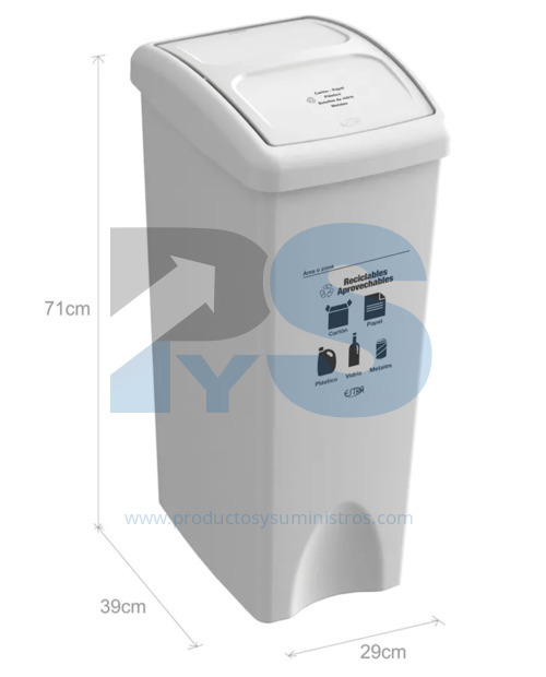 Papelera Material Recuperado Vaiven Blanca Estra 53 L