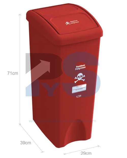 Papelera Material Recuperado Vaiven Roja Estra 53 L
