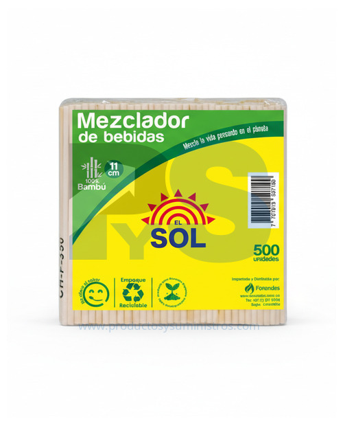 Mezclador Plano en Bambu El Sol 11cm x 500 Uds