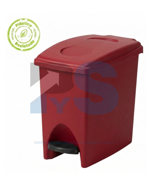 Papelera Pedal Material Recuperado Roja 10 L Estra