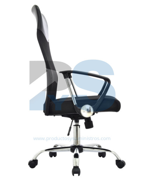 Sillón Presidente Seul Malla Negra Basculante Base Cromada