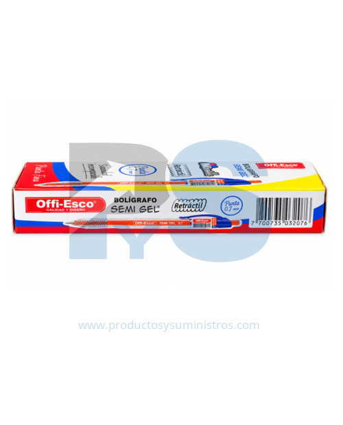 Esfero Semi Gel Retráctil Azul Offi-Esco OE-052F x 12 Unidades