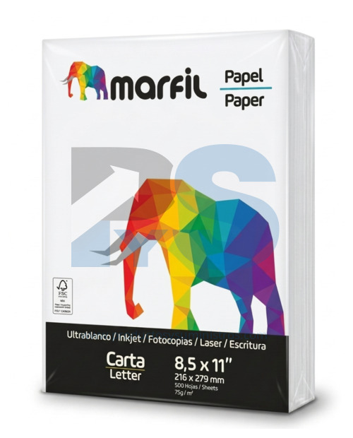 Papel Fotocopia Marfil Carta Blanco 75 g x 500 Hojas