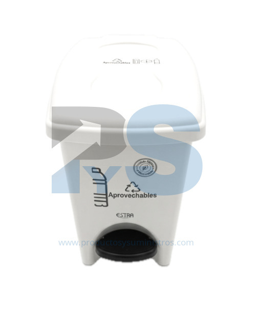 Papelera Pedal Material Recuperado Blanca 10 L Estra 4-1048892