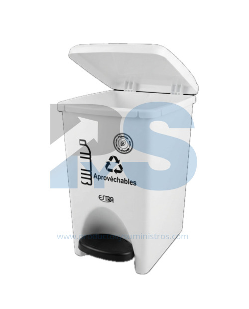 Papelera Pedal Material Recuperado Blanca 10 L Estra 4-1048892