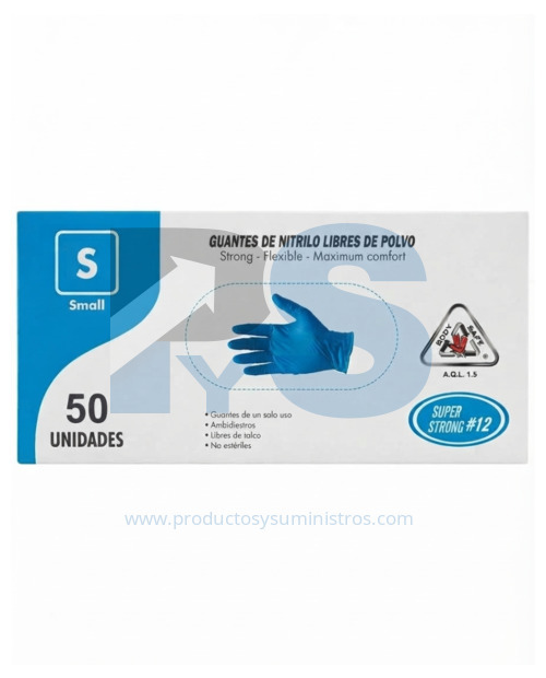 Guante de Nitrilo HD Industrial Azul Body Safe Talla S x 50 Uds Calibre 12